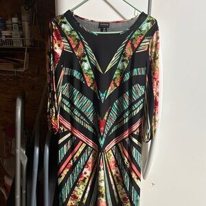 Zara Women's Black Multicolor Patterned Dress